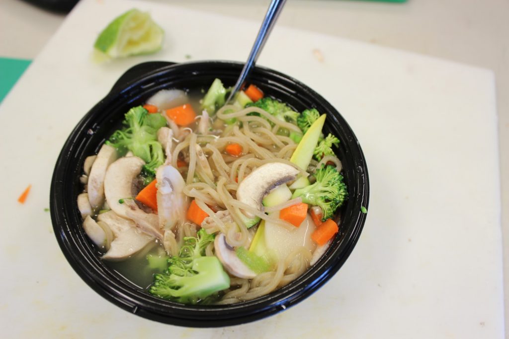 Homemade chicken noodle bowl